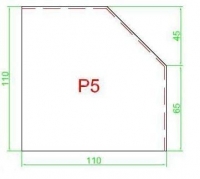 Sklo pod kamna P5 - kouřové - rohové 110x110